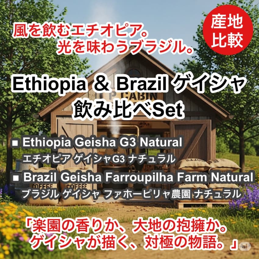 Ethiopia ＆ Brazil ゲイシャ飲み比べセット（エチオピア ＆ ブラジル ゲイシャ飲み比べセット）各75g 【受注焙煎・自家焙煎コーヒー豆】【フルーティーな香りと酸味】